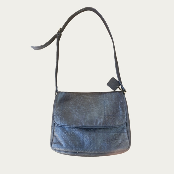 Vintage Rare Liz Claiborne Spruce Green Paisley Embossed Shoulder Bag - Picture 3 of 17